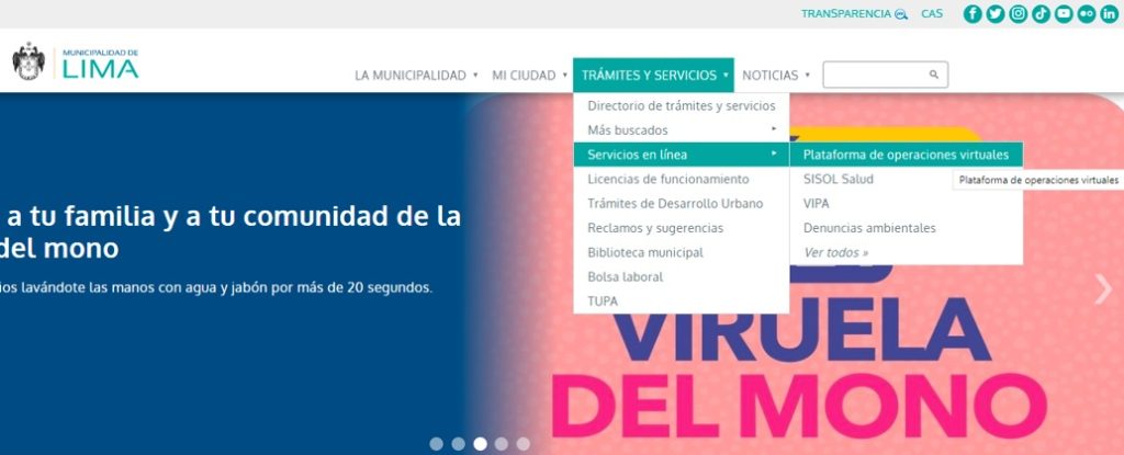 Plataforma de Operaciones Virtuales Municipalidad de Lima